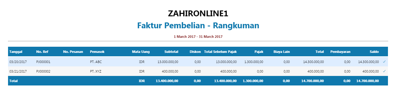 Transaksi Pembelian - Zahir Online - Software Akuntansi 